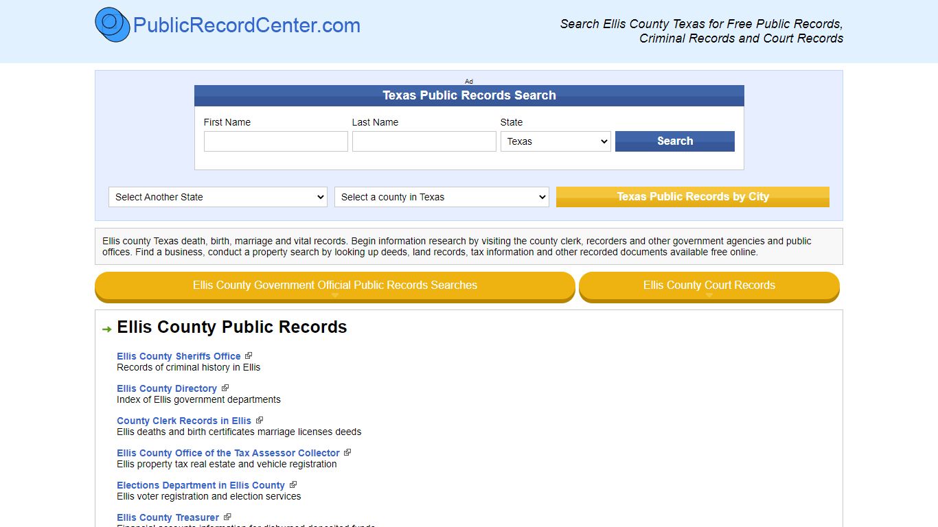 Ellis County Texas Free Public Records - Court Records ...